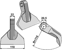 Hammerslager Ø20,5 mm 22 x 110 mm R=110