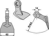 Hammerslager Ø14,0 mm 12 x 62 mm<br> R=64