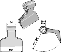 Hammerslager Ø20,5 mm 54 x 130 mm R=105