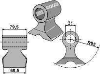 Hammerslager Ø31,0 mm 79,5 x 69,5 mm R=85