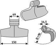 Hammerslager Ø16,5 mm 69 x 150 mm R=90