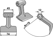 Hammerslager Ø12,0 mm 45 x 74 mm<br> R=78