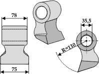 Hammerslager Ø35,5 mm 78 x 75 mm R=110