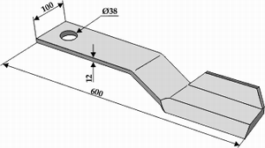 Spydspisskniv 600 mm venstre