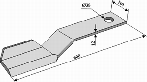 Spydspisskniv 600 mm høyre