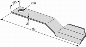 Spydspisskniv 650 mm venstre