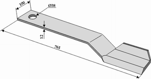 Spydspisskniv 765 mm venstre