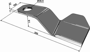 Spydspisskniv 395 mm venstre