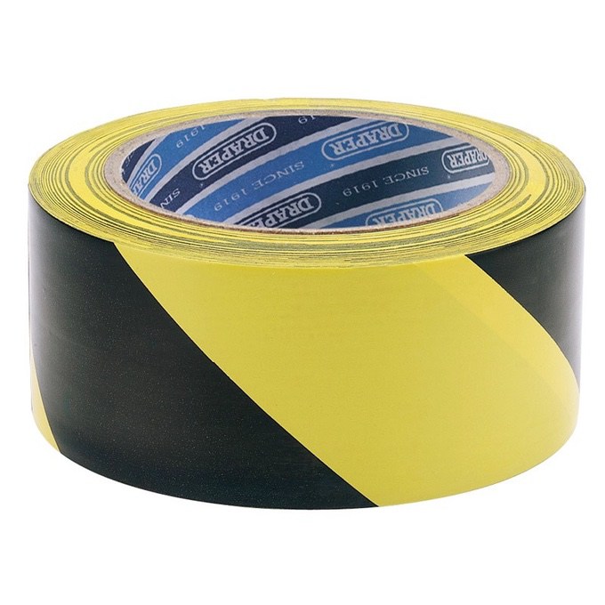 Varseltape sort/gul 50 mm 33 meter