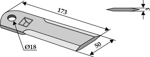 John Deere kniv glatt 3 mm