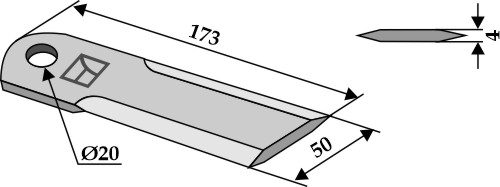 Claas kniv glatt 4 mm Ø20 mm