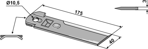 Kasse mot kniv buet 3 mm