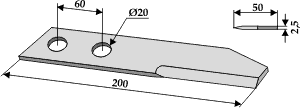 Rekordkniv 2,5 mm med 2 hull