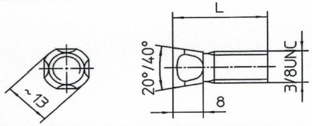 Plogbolt med konisk hode 3/8 UNC x 28 mm ( Dowdeswell )