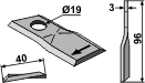 Deutz-Fahr knivblad 96x40x3 Ø19 høyre (25 stk)110198