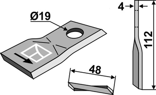 Fella knivblad 112x48x4 mm Ø19 venstre