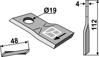 Fella knivblad 112x48x4 mm Ø19 høyre