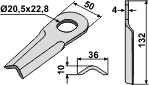 JF kniv dråpeformet 132x50x4 mm Ø20,5x22,8138013