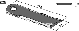 New Holland takket kniv 5 mm Ø20