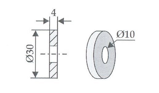 Biso skive 4 mm Ø30/10 mm