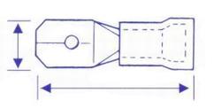 Gul kabelsko flatplugg hann 6,3 x 0,8 mm 50 stk.