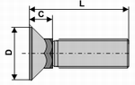 Bolt 7/16" UNF x 32mm med firkantet sett (britisk modell)