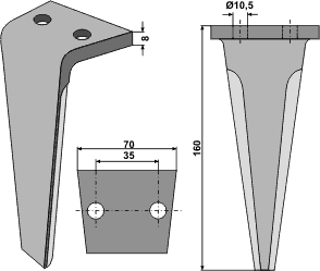 R2 tann 160 mm høyre/venstre