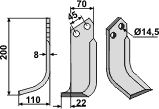 Maletti fresekniv 70x8 (hull Ø14,5) venstre