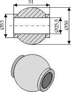 Toppstangball Cat. 2 utv. 50 mm Ø25,4