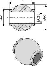 Toppstangball Cat. 3 utv. 60 mm Ø32